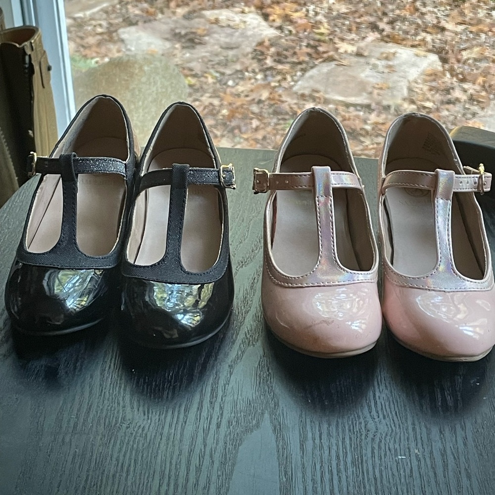 Elegant Black and Pink Kids T-Strap Shoes